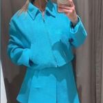 ZARA  Pleated Tweed Weave Textured Mini Skirt Skort Shorts Blue S NEW Photo 8