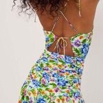 For Love & Lemons Miranda Belted Matte Satin Mini Dress Size Small NWT Floral Photo 1