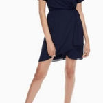 Babaton ARITZIA Navy Wallace Dress Wrap Size Small Chiffon Flowy Photo 0