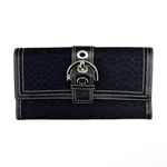 Coach Hampton Signature Black Buckle Wallet With Insert Tri-Fold Photo 6