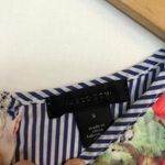 Halogen  Lace Pinstripe Tank Dress Floral Coral Red Blue White Shift Party Small Photo 5