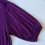KLD Signature  V Neck Drape Shoulder Puff Sleeve Loose Fit Mini Dress Purple L Photo 5