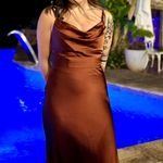 Revelry Nadia Satin Bridesmaid Dress Orange Size 2P Photo 3