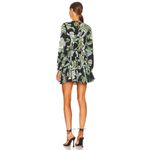 Rhode Womens Ella Mini Dress Leaves Print Long Sleeve Belted Black Green Size M Size M Photo 2