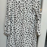 Modcloth Black & White Painted Polka Dot Belted Dress Button Down Retro Size L Photo 0