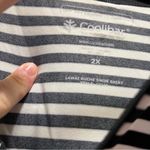 Coolibar UPF 50+ Lawai Ruche Swim Quarter Zip Black Striped Shirt Plus Size 2X Photo 7