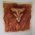 Vintage Glentex Lion Head Scarf Orange Photo 0