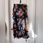 Johnny Was  Black Multicolor Floral Silk Blend Wrap Midi Coverup Skirt XXL Summer Photo 3