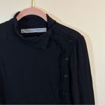 ✨ Raquel Allegra Women’s Black Asymmetrical Button Long Sleeve Top Small Black Photo 3