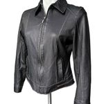 CAbi Black Leather Jacket With Contrast Top Stitching (runs very small) Photo 5