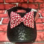 Disney Parks Women’s Black Sequin Visor with Red Polka Dot Bow Photo 8