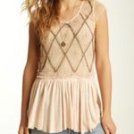Free People  Holiday to India Peach Mesh Beaded Top Photo 3