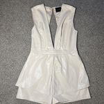 DO+BE Cream Faux Leather Romper  Deep V Photo 0