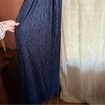 Love by Design Vesta Stretch Lace Maxi Dress Long Cross Back Slit Blue Size L Photo 7