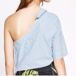 ZARA  TRF Blue/White One Shoulder Crop Top Photo 1