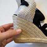 Soludos  Tan Black Canvas Espadrille Wedge Womens 8 Beachy Lace Up Ankle Shoes Photo 8