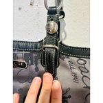  Grey Black Stage Coach Horse Printed Fabric Y2K Leather Tote Handbag Photo 6