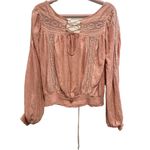 Free People REVOLVE SILVERLAKE COTTON LACEY LONG SLEEVE BOHO PEACH TOP S Photo 4