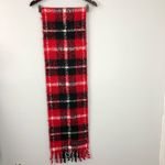 Victoria's Secret Victoria’s Secret Black & Scarlet Red Cozy Plush Plaid Fringe Large Scarf Photo 7