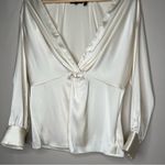 Theory  Cream Twist Blouse in Satin Size 6 Photo 3