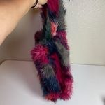 Urban Outfitters  Black Red Pink Faux Fur Top Handle Handbag Purse Photo 3