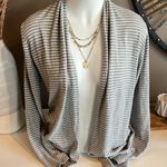 Joe Fresh  Cotton Blend Grey & White Striped Cardigan Sweater Size Medium Photo 2