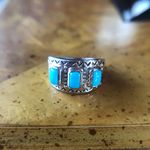 Natural Sleeping Beauty Turquoise Sterling Silver Southwestern Ring Size 5 Photo 0