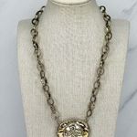 Chico's Gold Tone Chain Necklace Reversible Rhinestone Pendant Statement β¨ Photo 7