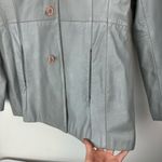 Vtg Y2K Brandon Thomas Leather Jacket Blazer Sz Small Grey Button Front Gray Photo 6