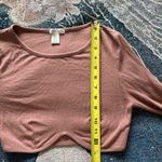 Bozzolo  Brown Tan Long Sleeve Fitted Crop Top SZ Small Crew T Shirt Summer Photo 9