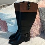 Solanz Full Length Boots Black Tan Zip up Gretchen Winter Dress Womens 7.5 New Photo 2