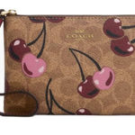 Coach  CORNER ZIP WRISTLET IN SIGNATURE CANVAS WITH CHERRY PRINT CZ450 Photo 0