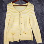 Trina Turk Ashbridge Cardigan Striped Crochet Old Money Vacation Womens Large Photo 2