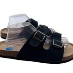 Woodstock Size 10 Adjustable Strappy Sandals Cork Footbed Brass Buckles Blue Photo 1