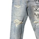 ZARA  Destroyed Distressed Graffitti Jeans 36 Baggy Loose Crop Womens Mens Unisex Photo 1