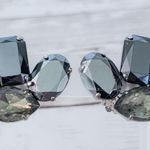 Vintage Clip On Earrings Mirrored Grey and Muted Green Photo 0