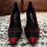 Alice + Olivia  Red & Black Plaid Pumps - Size 37.5 Photo 0