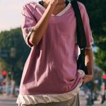 Free People NWOT  Baseline Solid Tee  in Vanilla Fig Photo 0