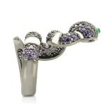 Snake Ruthenium triple AAA CZ Ring size 6 Green Photo 7