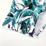 SheIn  Womens Bikini Bottom Size 0XL (12) High Rise Tropical Beachy Summer Blue‎ Photo 2