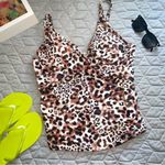 Time & Tru NWT Swimsuit Cheetah Print Knot Tankini Top Women’s size small Bath Photo 1