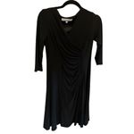 Evan Picone  Women's 3/4 Sleeve‎ Black A-Line Dress Ruched Size 4 Photo 3