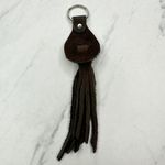 Soft Brown Leather Fringe Western Concho Twin Falls Idaho Boho Keychain Keyring Photo 2