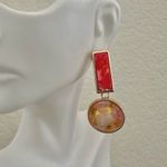 Pink and orange geometric drop earrings Orange Photo 2