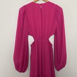 Aura  Tiered Maxi Dress Cut Out Long Sleeve Chiffon Hot Pink Size S Photo 7