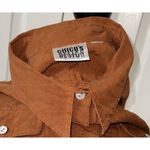 Chico's  Design Brown Long Country Western Cowgirl Boho Hippie Leave Print Shirt 2 Photo 6