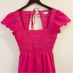 Jason Wu  fuschia Pink Smocked Bodice Tie Neck Open Back Midi Dress Size Medium Photo 3