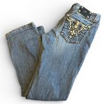 Miss Me  Women's Blue Boot Cut Jeans with Gold Embroidery Photo 0