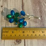 Vintage Blue & Green Lucite Floral Spray Brooch – 3.5" Photo 5
