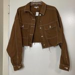 Topshop NEW  brown denim cropped cutoff button down shirt size US 10 Photo 0